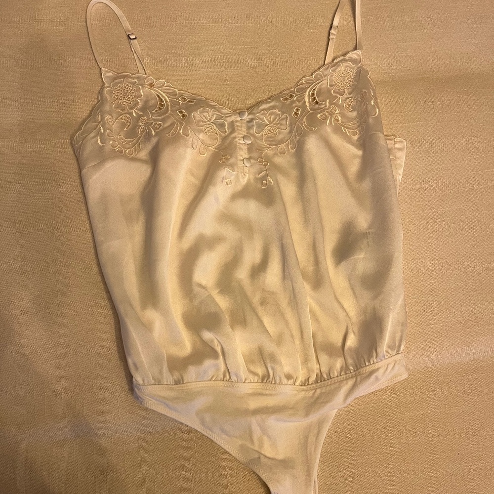 Women’s scalloped silky bodysuit